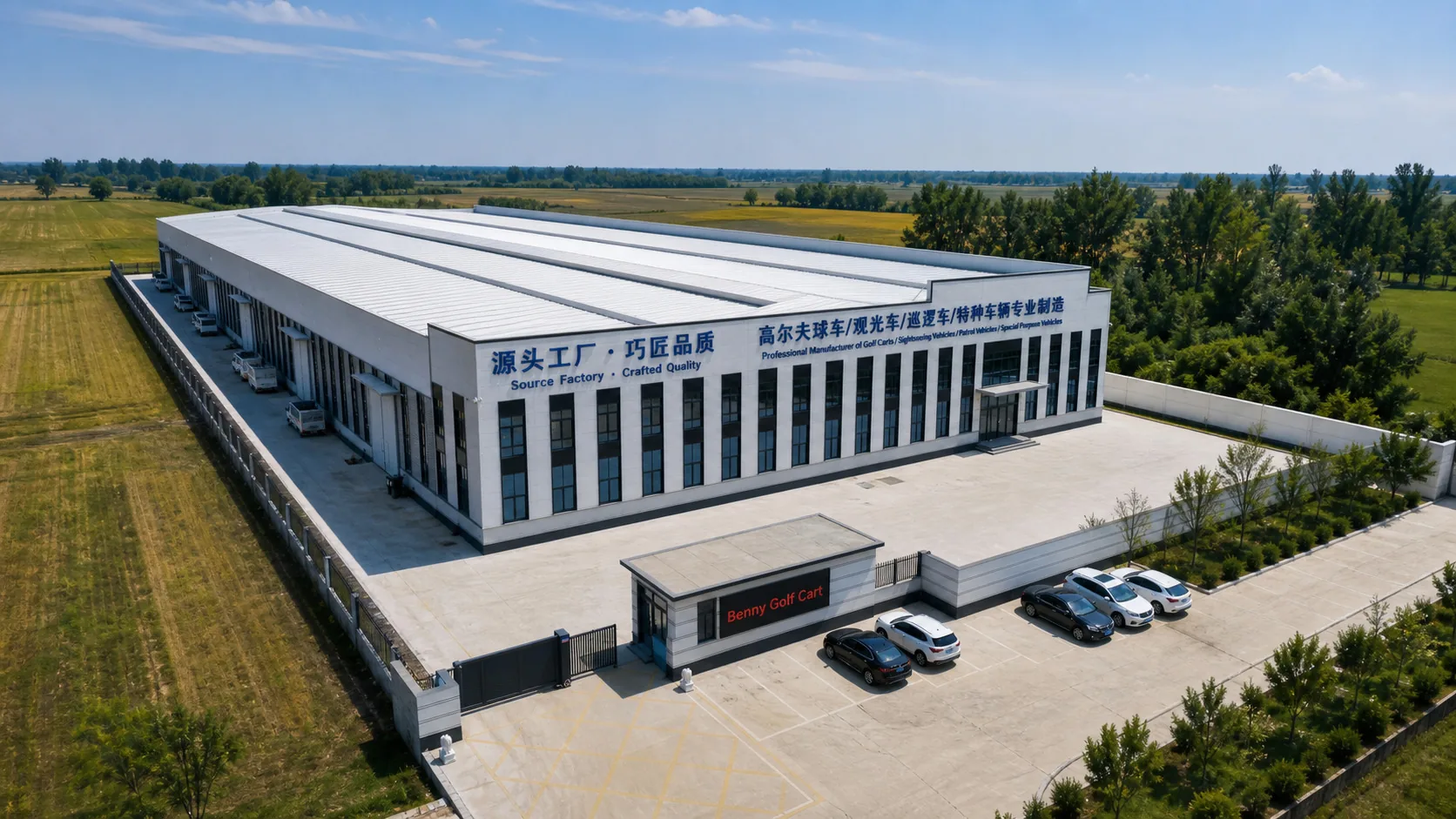 Aerial view of the Benny Golf Cart factory site