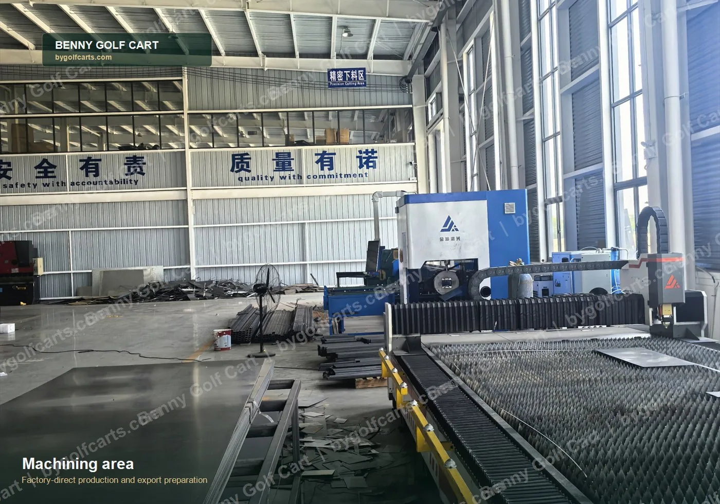Factory machining area for golf cart production